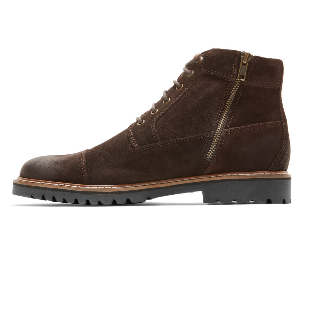 Botas Rockport Hombre Mexico - Marshall Rugged Inside Cremallera Marrom Oscuro - FAJOZ9685